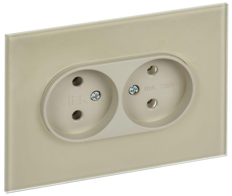 Розетка 2-м SKANDY 10А без заземл. без защ. шторок для плоской вилки SK-R03B беж. IEK SK-R20-10-K10