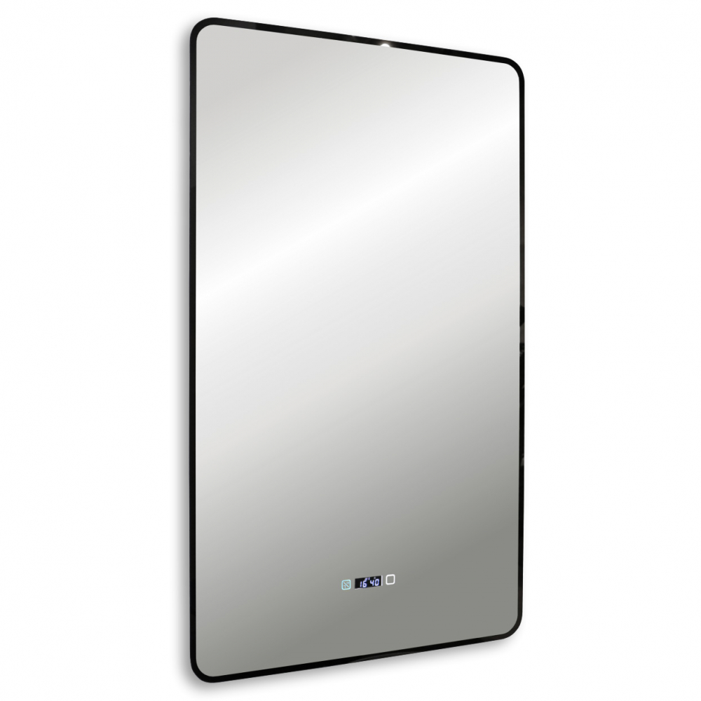 Зеркало ABBER See AG6114SWHB с подсветкой, сенсорный выключатель, диммер, часы, подогрев, черный