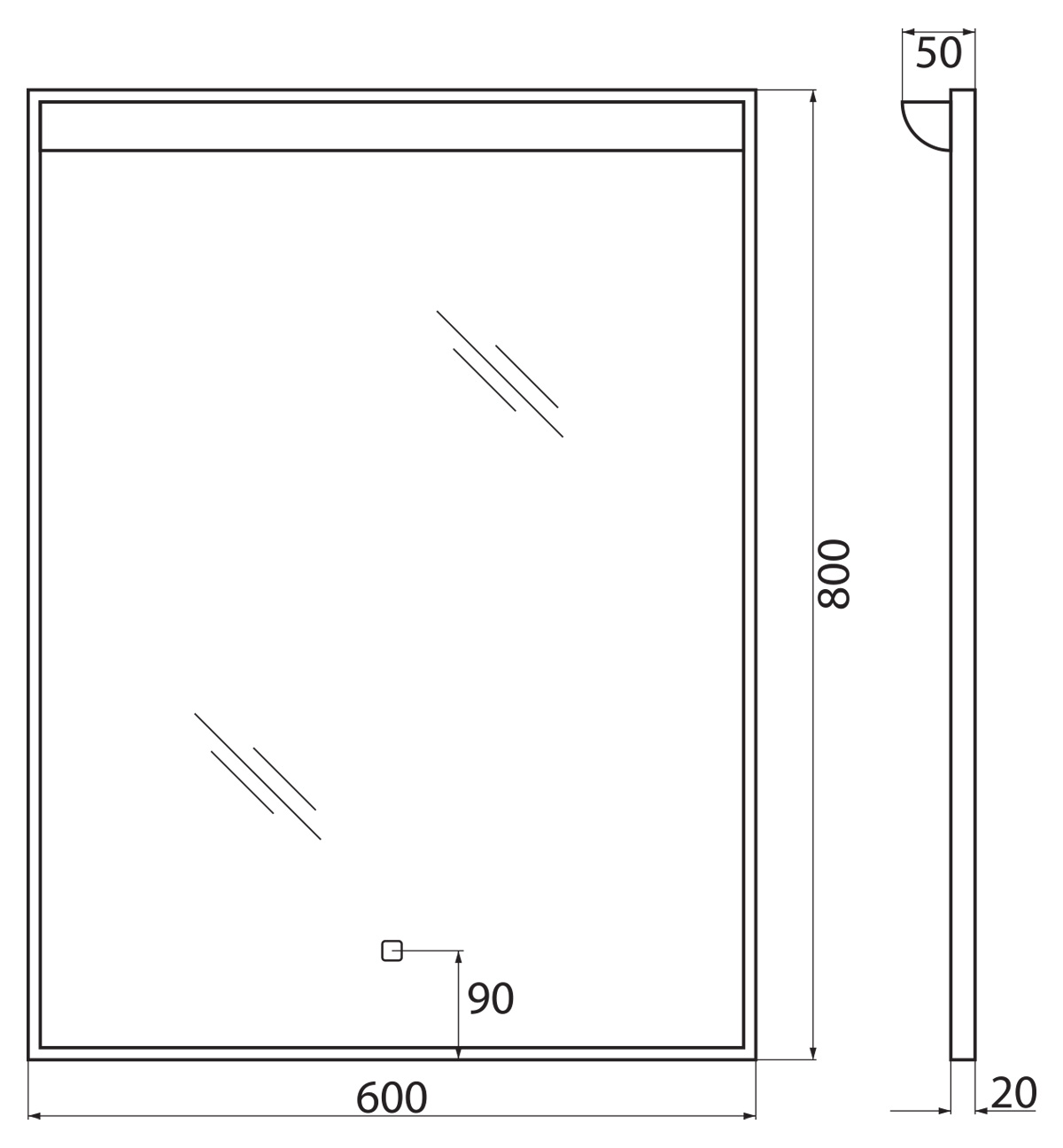 Зеркало BelBagno SPC-UNO-600-800-TCH