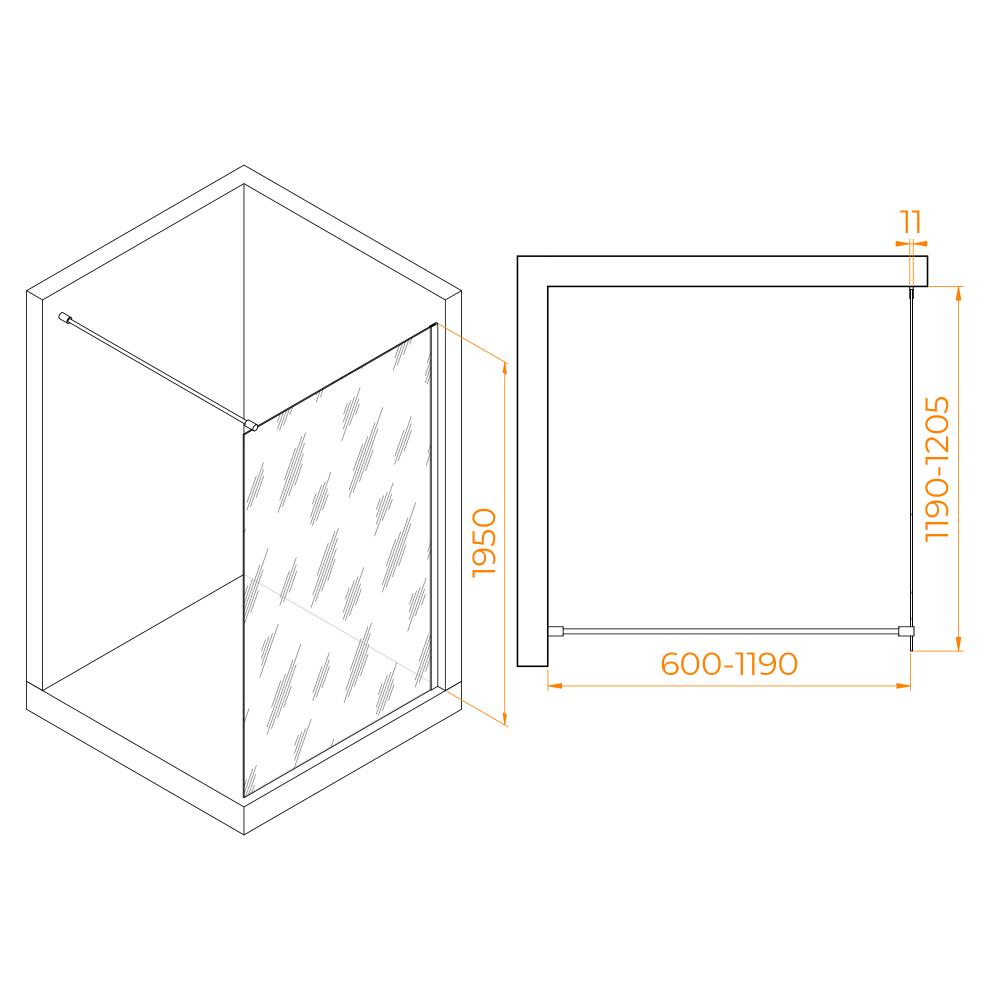 Душевая перегородка RGW WA-002, 35100212-11