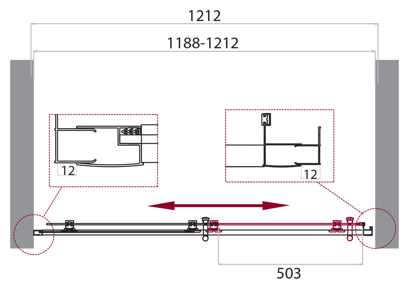 Душевая дверь BelBagno UNO-195-BF-1-120-C-Cr