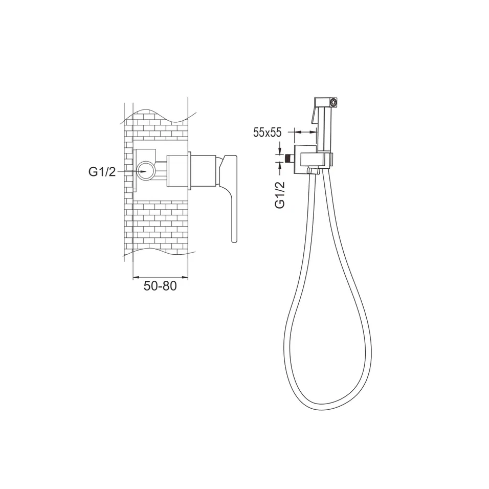 Гигиенический душ со смесителем Rose R1005, хром