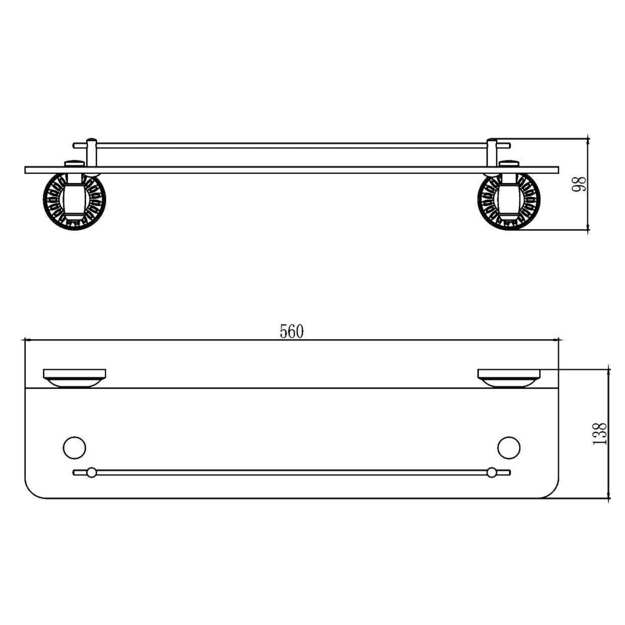 Полка стеклянная Savol S-606691C, бронза