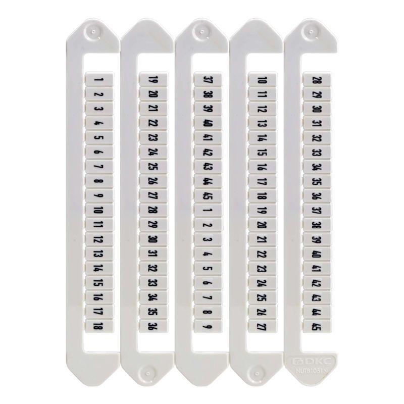 Маркировка для клемм ширина 5мм от 1 до 45 горизонтальная ориентация DKC NUTB-5-1-45H