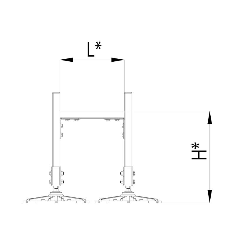 Конструкция опорная для горизонт. прямоугольн. воздуховодов и метал. лотков кабеленесущих систем TECHNORAPTOR FOOT 350х500 HD КМ TR0283