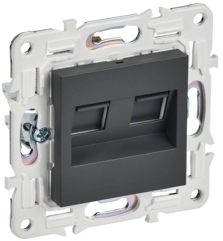 Розетка компьютерная двойн. RJ45 кат.5E SKANDY SK-K03T титан IEK SK-K20-1-K48