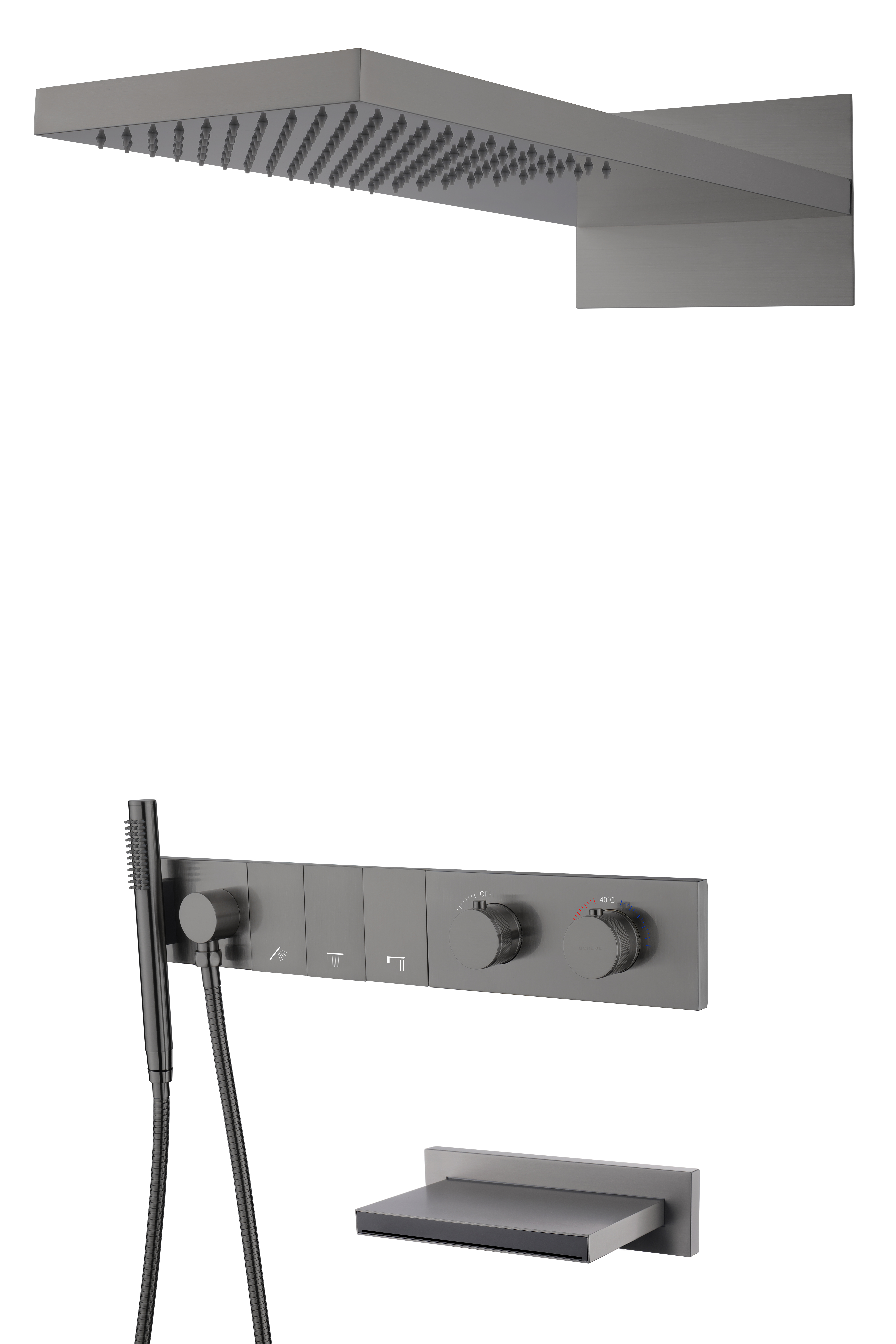 Встроенная душевая система  ZODIAC с термостатом, трехпозиционная NIKEL BRUSH