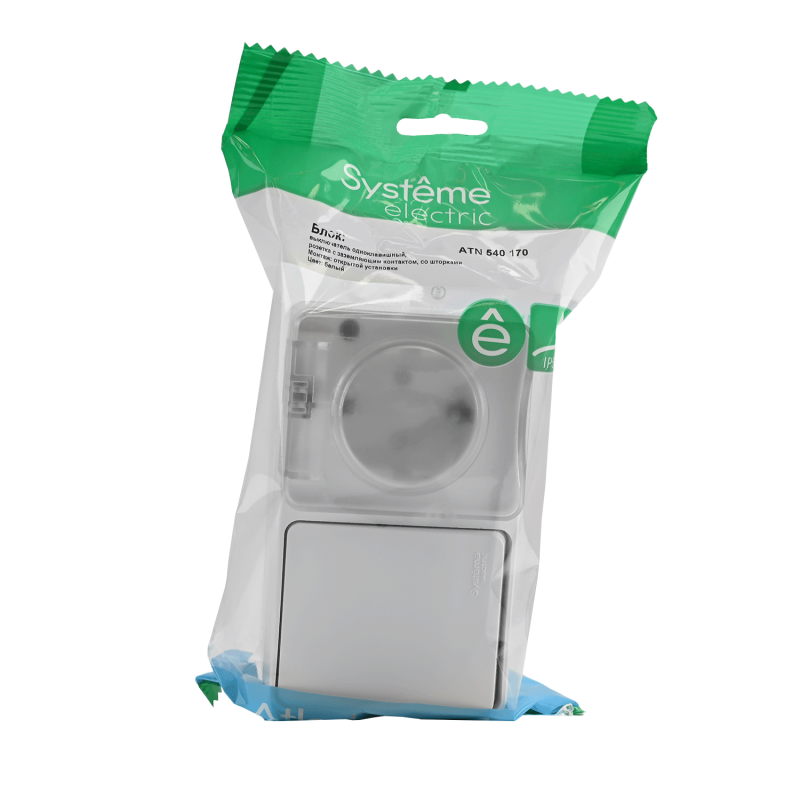 Блок ОП AtlasDesign PROFI IP54 (розетка 1-м 16А заземл. защ. шторки + 1-кл. выключатель 10А) бел. SE ATN540170