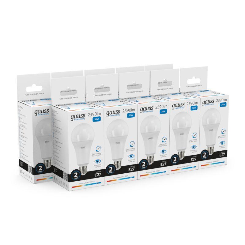 Лампа светодиодная Elementary 30Вт A70 грушевидная 6500К холод. бел. E27 2390лм GAUSS 73239