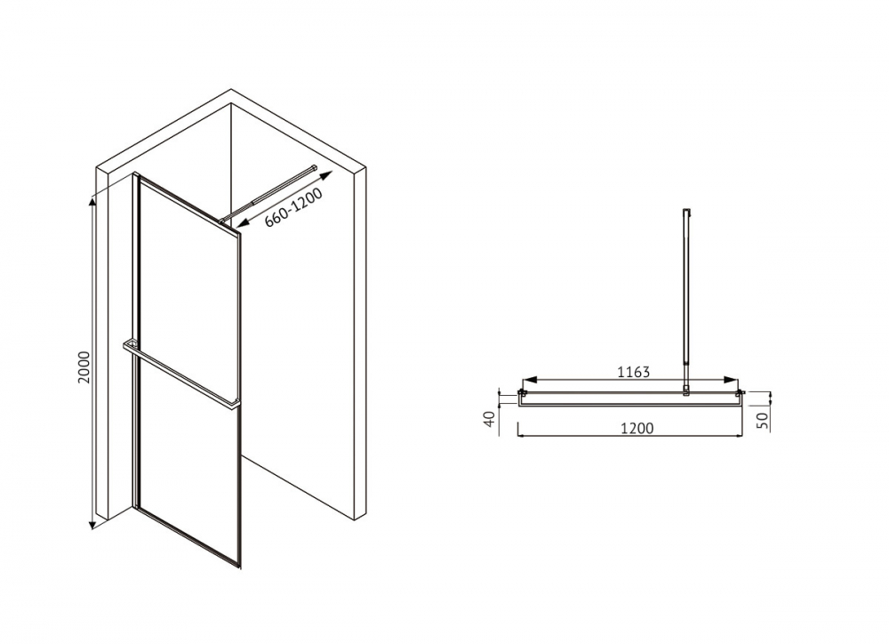 Душевая перегородка ABBER Immer Offen AG60120B