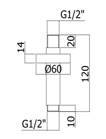 ZSOF064NO Крепление верхнего душа d.24, 120 mm. Paffoni