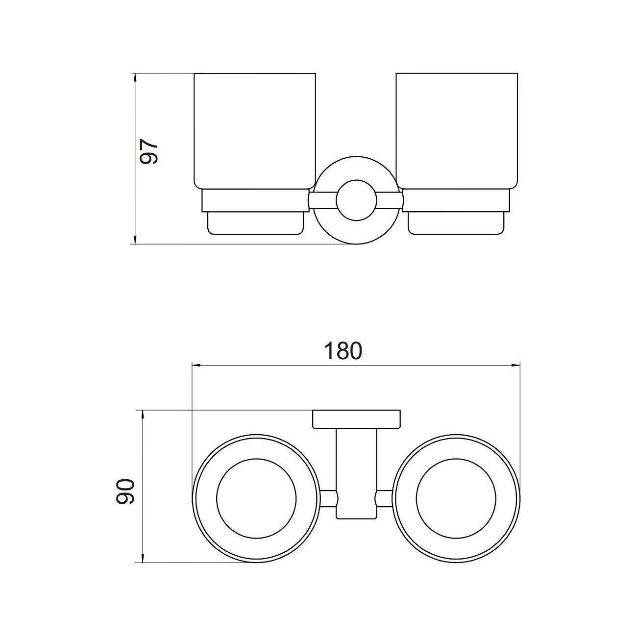 Стакан для ванной комнаты двойной Savol S-005668Q, графит