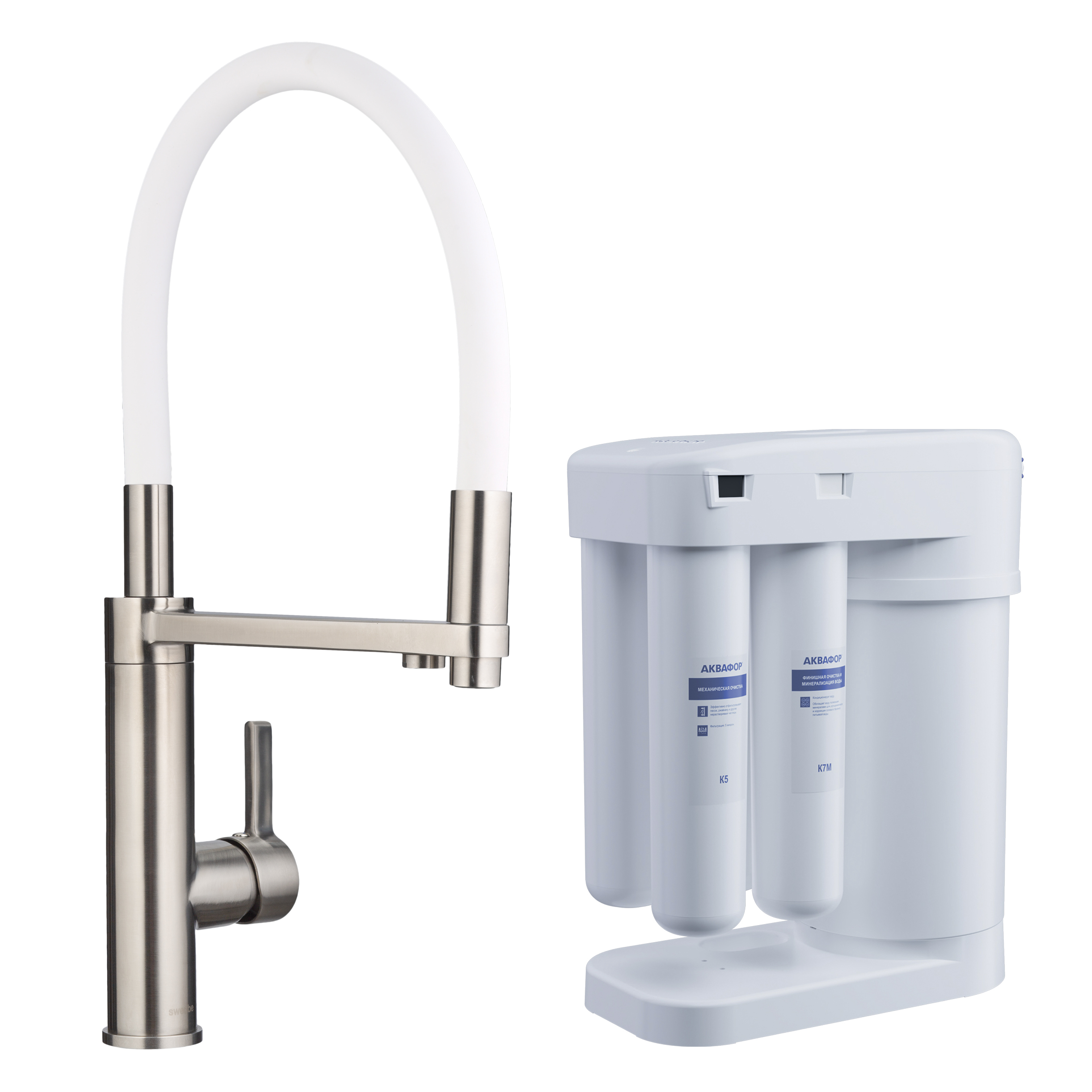 Смеситель для кухни в комплекте с фильтром Аквафор Морион (две упаковки) Swedbe Selene Plus 8641M
