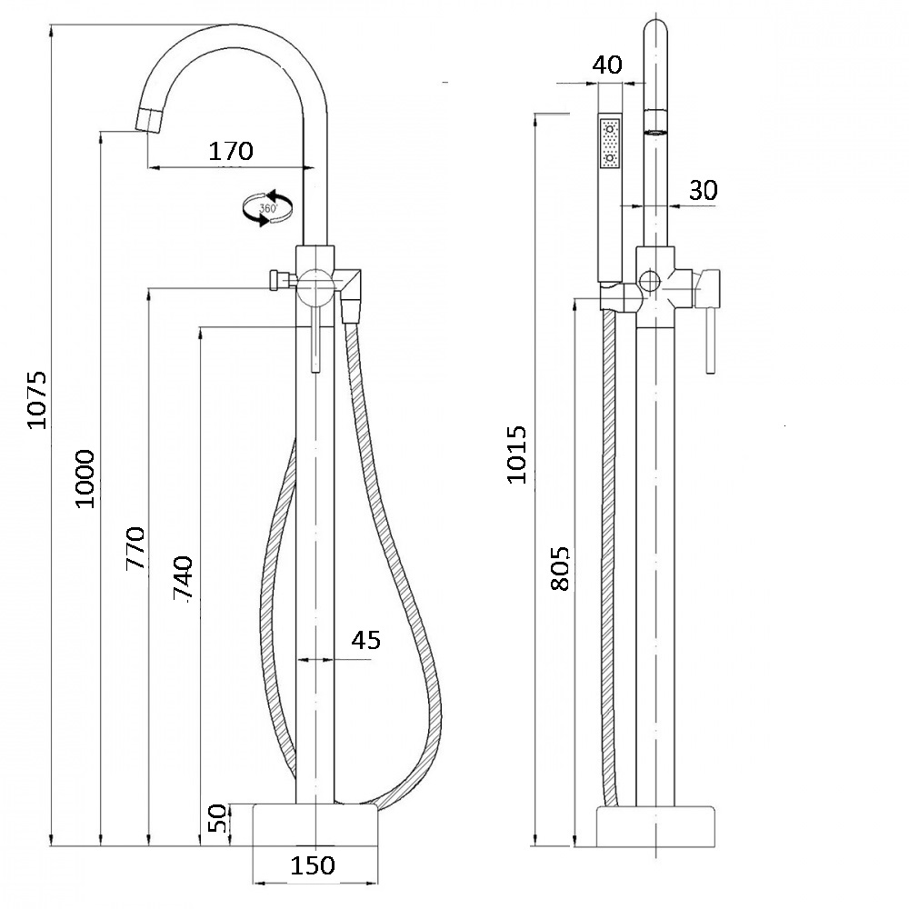 Смеситель BRAIES для отдельностоящей ванны, цвет хром, латунь BOCH MANN BM7772