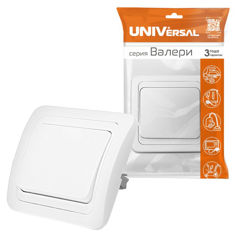 Выключатель 1-кл. СП Валери 10А IP20 бел. UNIVersal В0021