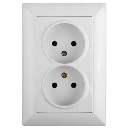 Розетка 2-м СП Solo 4-204-01 2х2P 16А 250В IP20 без заземл. бел. Intro Б0053666