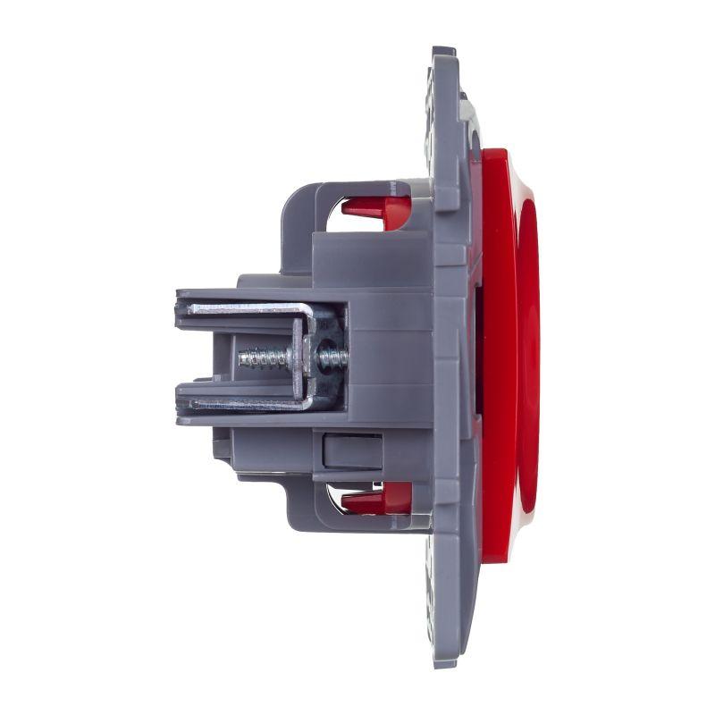 Розетка 1-м СП Etika 16А 250В 2P+E защ. шторки красн. IEK 672722