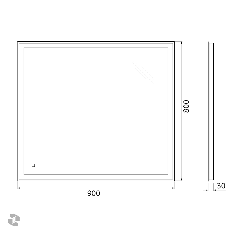 Зеркало BelBagno SPC-GRT-900-800-LED-TCH