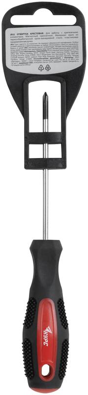 Отвертка "Мастер" 3х75мм PH0 CrV сталь прорезиненная ручка КУРС 53771