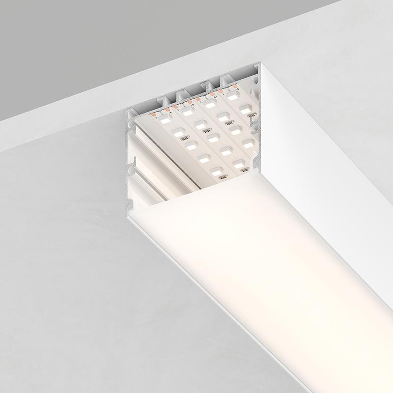 Профиль алюминиевый CAB257 накладной "Линии света"(50х35) бел. 2м (в компл 2 заглушки 4 крепежа) FERON 10373