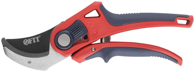 Секатор режущие кромки встык с наковальней регулир. раскрытия ленточная пружина прорезин. ручки 210мм FIT 77091