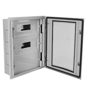 Корпус щита распределительного 450х500х100мм DIN-рейки 40M(2х20) встраив. прозр. дверца из гнутого стекла метал. сер. Cetinkaya Pano CPD4505010SAPP