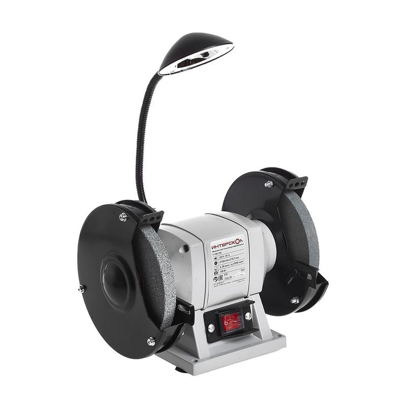 Станок заточной Т-150/150 с подсветкой диаметр шлифовального круга 150мм ширина 16мм 150Вт ИНТЕРСКОЛ 591.1.0.00