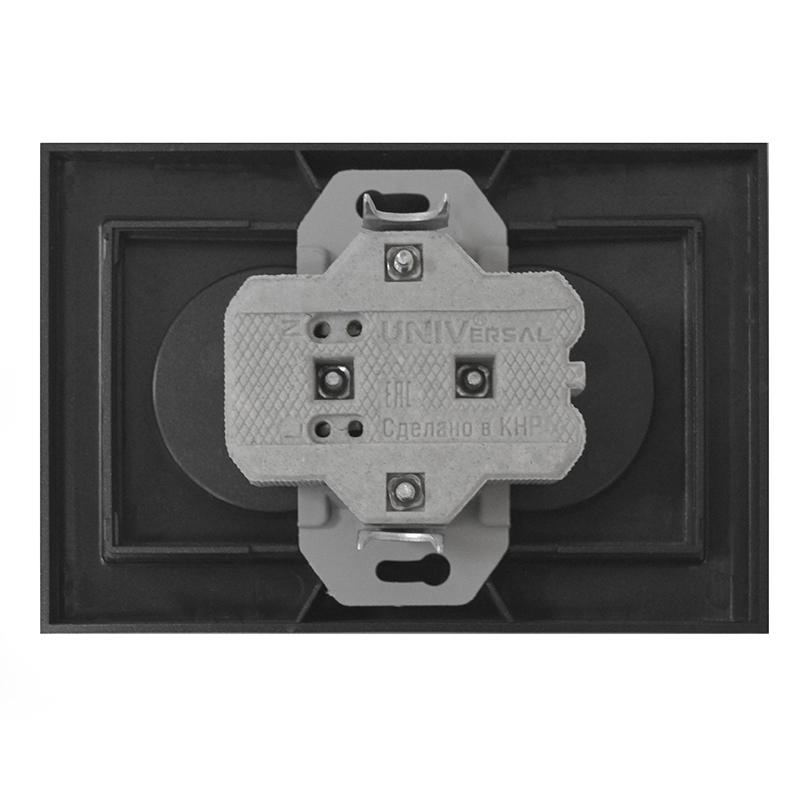 Розетка 2-м СП Бриллиант 16А IP20 с заземл. защ. шторки в сборе графит Universal 7947540-Gr