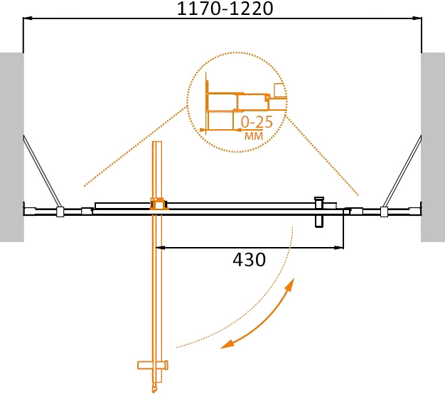 Душевая дверь CEZARES MOLVENO-BA-12-70+50-C-Cr-IV