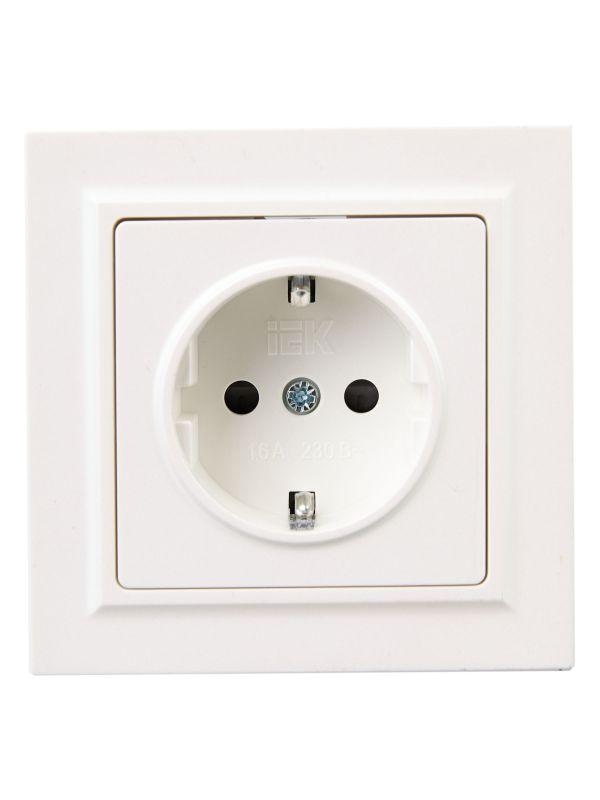 Розетка СП BRITE РСР14-1-0-БрЖ 16А в сборе с заземл. защ. шторки жемчуж. IEK BR-R14-16-K36-F