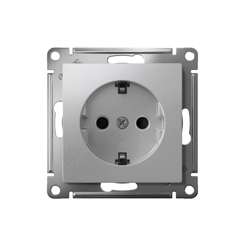 Розетка AtlasDesign 16А с заземл. защ. шторки быстрозажим. клем. механизм алюм. SE ATN000345S