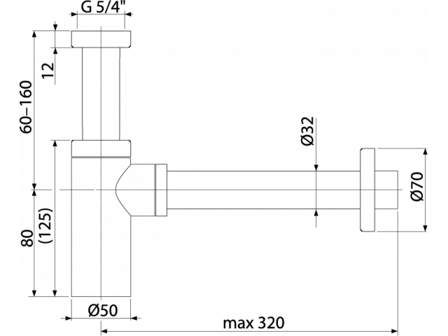 Сифон черный (БЕЗ КЛИК-КЛАКА)