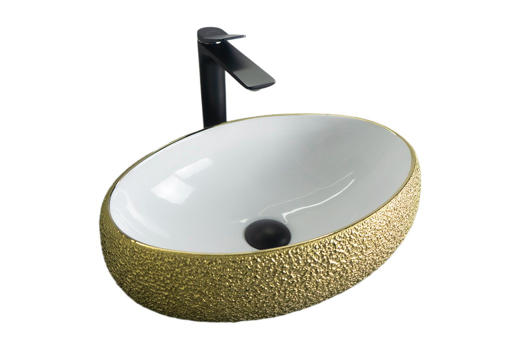 Раковина Gid Nc433 52219 накладная белая / золото 48x34x15