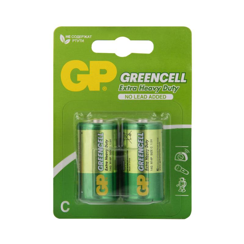 Элемент питания солевой C/R14 1.5В GreenCell (блист.2шт) GP 6560