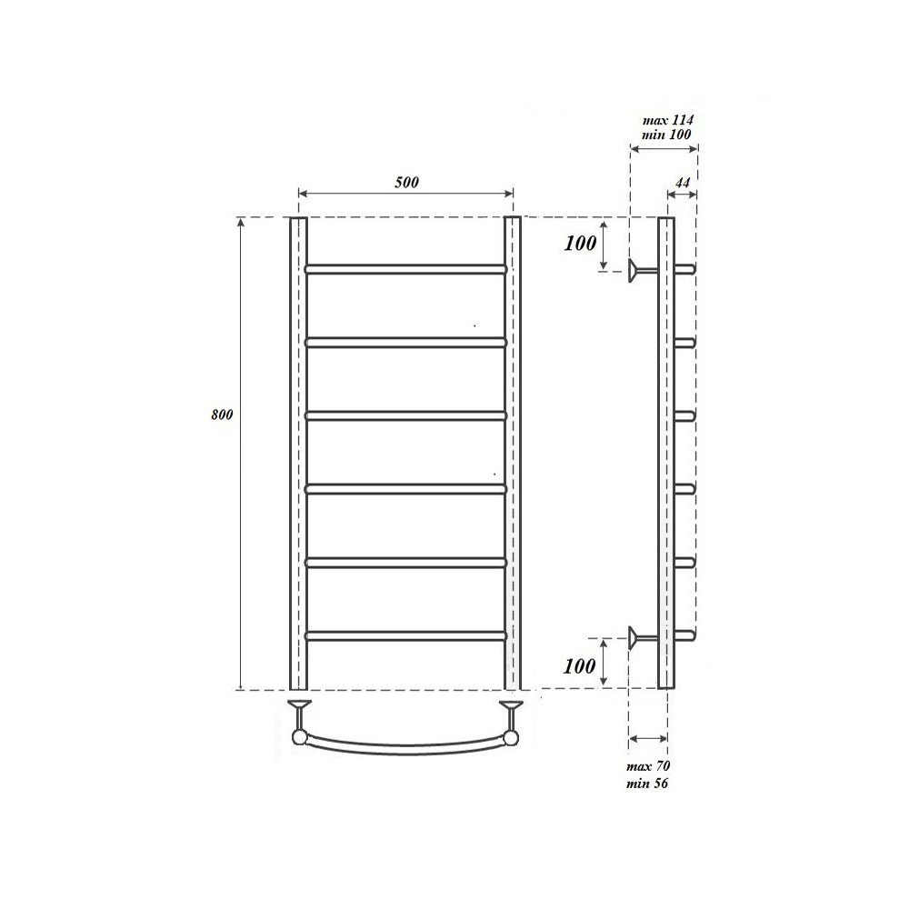 Полотенцесушитель электрический Point Афина PN04158BRE П6 500x800 левый/правый, бронза