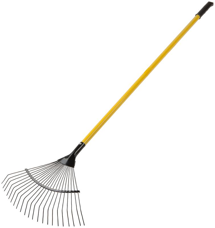 Грабли веерные проволочные 22 зуба 440х1553мм с желт. металлизированным черенком 76945