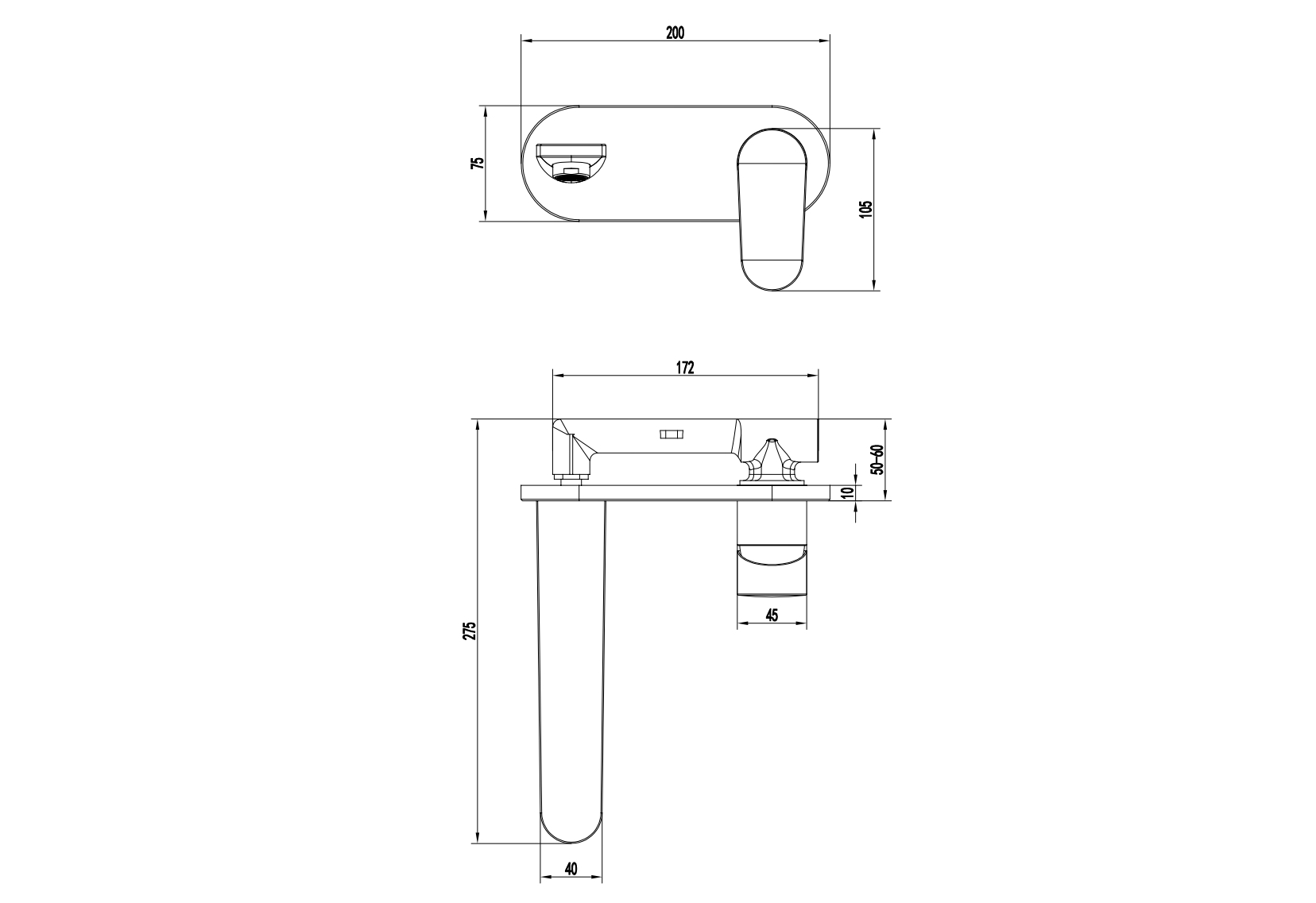 Смеситель Aquatek НИКА для раковины настенный (внешняя и скрытая часть) AQ1813CR         хром