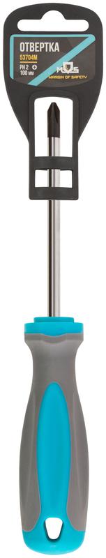 Отвертка CrV сталь прорезиненная ручка PH2х100мм MOS 53704М