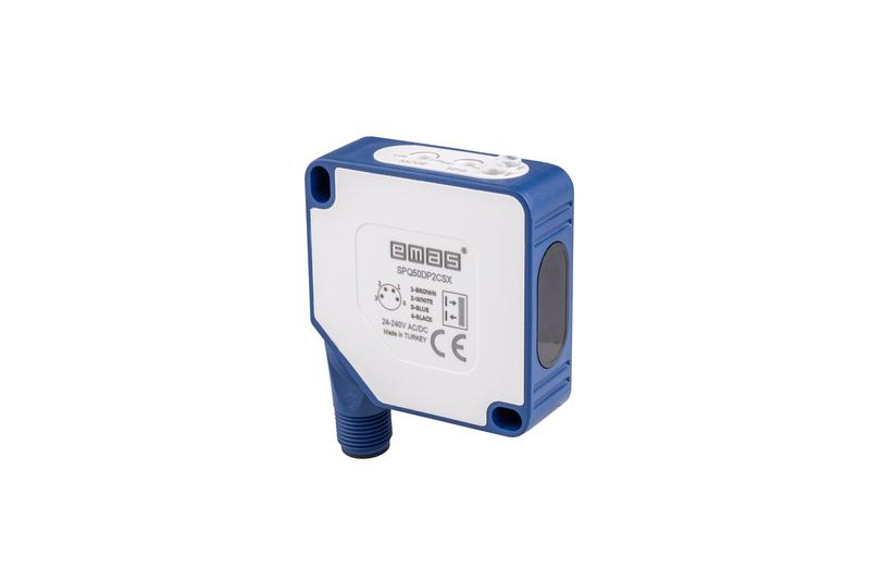 Датчик фотоэлектрический (релейный выход) разъем M12х4 (расст. сраб. 1мх4-240В AC/DC IP65 EMAS SPQ50DP2CSX