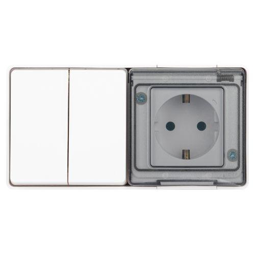 Блок розетка с выключателем Эксперт 11-7502-01 двойн. IP55 16A(10AX)-250В ОУ белый Эра Б0063270