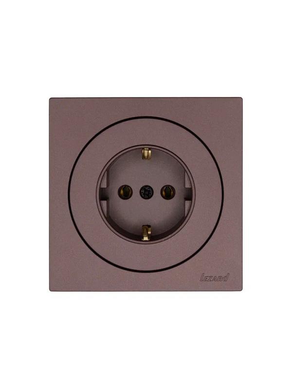 Розетка 1-м OSEN IP20 16А с заземл. ПБТ механизм шоколад LEZARD 743-7388-122B