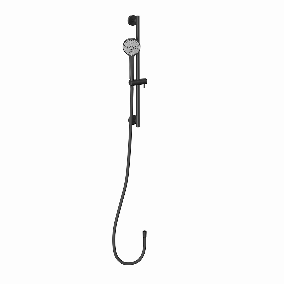 Душевая стойка OLE c ручной круглой  лейкой  и шлангом, без выхода для подачи воды, черный матовый