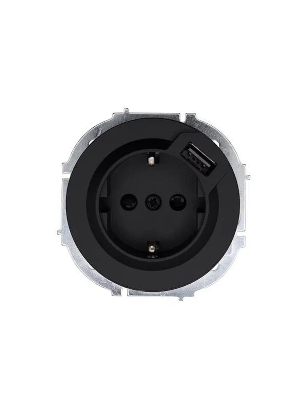 Розетка 1-м СП OSEN с заземл. + USB разъем механизм черн. бархат LEZARD 743-4288-181