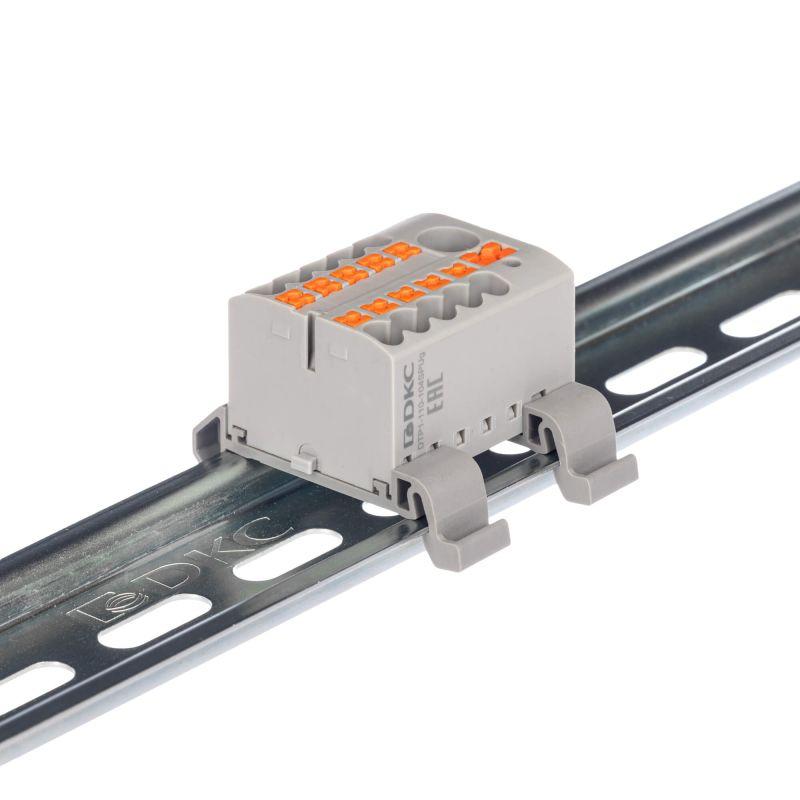 Блок распределительный зажим push-in 1 ввод 6кв.мм 10 точек подключения 2.5кв.мм сер. DKC DTP1-110-104SPUG