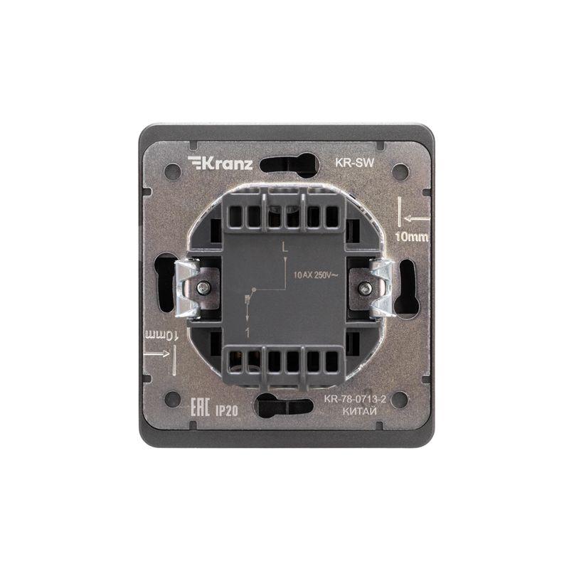 Выключатель 1-кл. СП ROUND MIELE 10А с подсветкой титан Kranz KR-78-0713-2