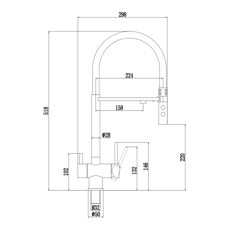 Смеситель для кухни с подключением к фильтру Fmark FS1262-L01, сатин