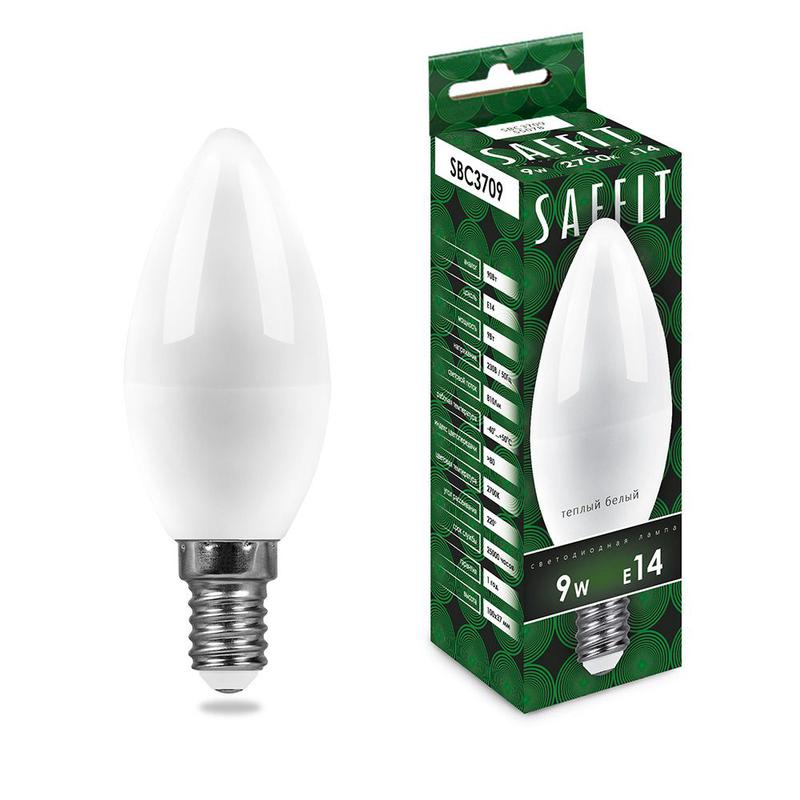 Лампа светодиодная 9Вт 230В E14 2700К C37 SBC3709 SAFFIT 55078