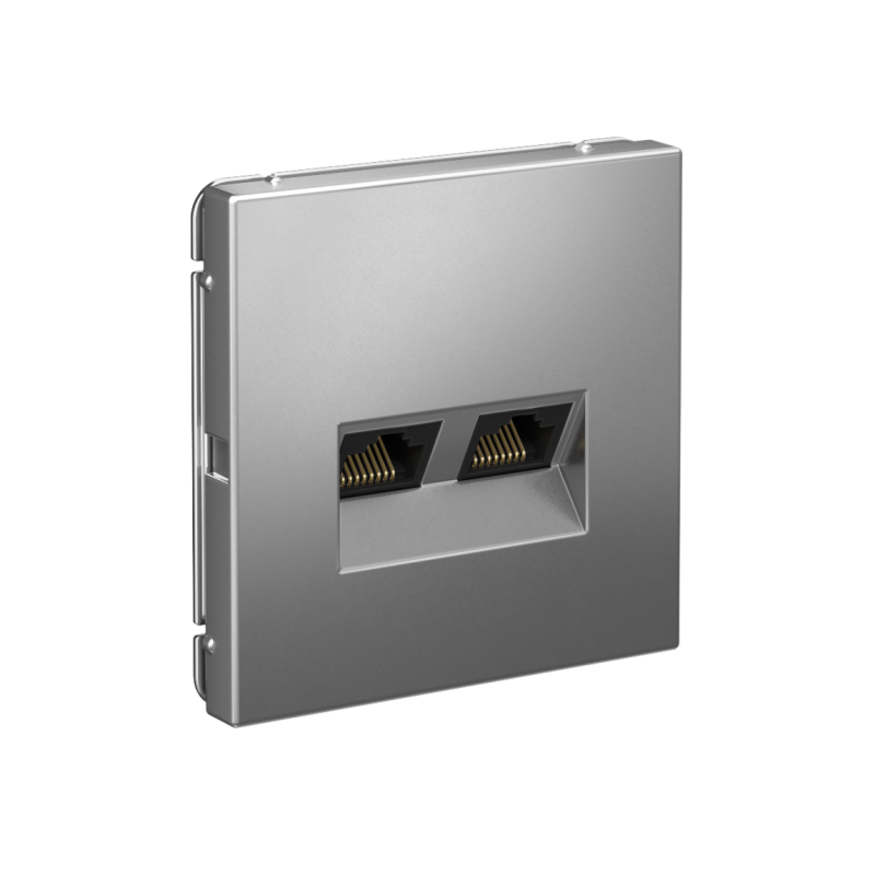 Розетка компьютерная 2-м ArtGallery RJ45 + RJ45 кат.5E механизм сталь SE GAL000985