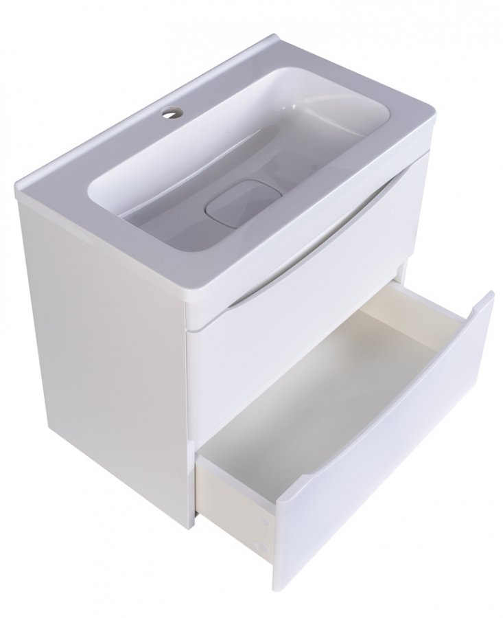 Тумба подвесная "Бергамо мини 60" (2 ящ.) Люкс антискрейтч белый, PLUS