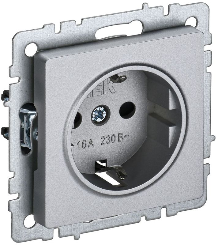 Розетка BRITE РС14-1-0-БрА 16А с заземл. защ. шторки механизм алюм. IEK BR-R14-16-K47